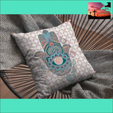 16 Blue Gray Hamsa Boho Suede Throw Pillow Accent Throw Pillows Accent Throw Pillows, Home Decor