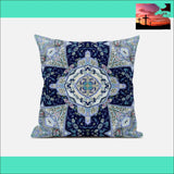 16 Indigo Blue Floral Geo Zippered Suede Throw Pillow Accent Throw Pillows Accent Throw Pillows, Home Decor