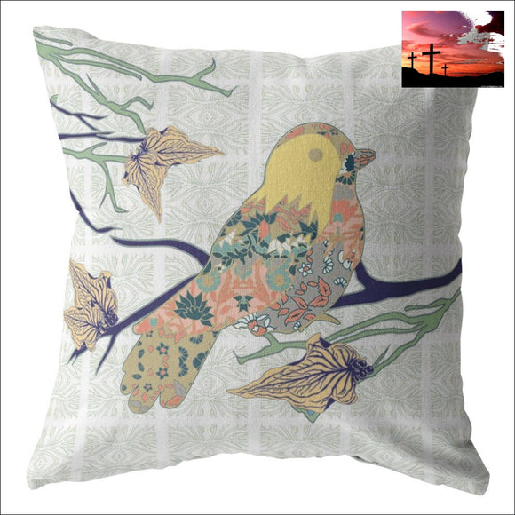 16 Light Green Sparrow Indoor Outdoor Throw Pillow Outdoor Pillows Outdoor, Outdoor Pillows