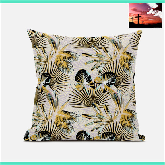 18 Yellow Black Tropical Zippered Suede Throw Pillow Outdoor Pillows Outdoor, Outdoor Pillows