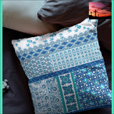 26 Blue White Patch Indoor Outdoor Zippered Throw Pillow Outdoor Pillows Outdoor, Outdoor Pillows