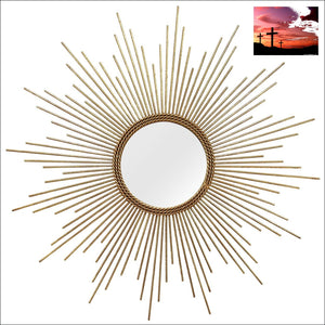 26 Round Gold Metal Sunburst Framed Wall Mirror Mirrors Bed & Bath, Mirrors