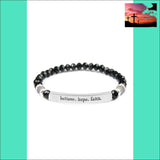 83593 - Believe Hope Faith 6mm Glass Beads Stretch Bracelet BLACK Jewelry & Accessories - Bracelets & Bangles - Charm Bracelets $20 - $50,