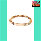 Faith Natural Stone Stretch Bracelet LIGHT BROWN Jewelry & Accessories - Bracelets & Bangles - Charm Bracelets $20 - $50,bracelets & 