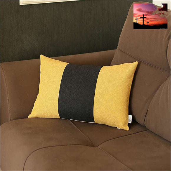 Yellow and Black Midsection Lumbar Throw Pillow Accent Throw Pillows Accent Throw Pillows, Home Decor