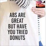 Abs Are Great But Natural Canvas Bag Funny Workout Quote Gym Bags Women - Bags - Totes $0 - $20 ACCESSORY affordable gifts APPAREL &