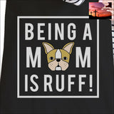 Being A Mom Is Ruff Black Graphic Canvas Bag French Bulldog Moms Women - Bags - Totes $0 - $20 $20 animal lover gift Bags birthday