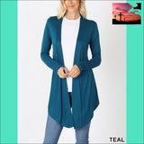 Drapey Open Front Cardigan Teal / Small Women’s Fashion - Women’s Clothing - Sweaters - Cardigans $20 - $50,ash mustard,ash 