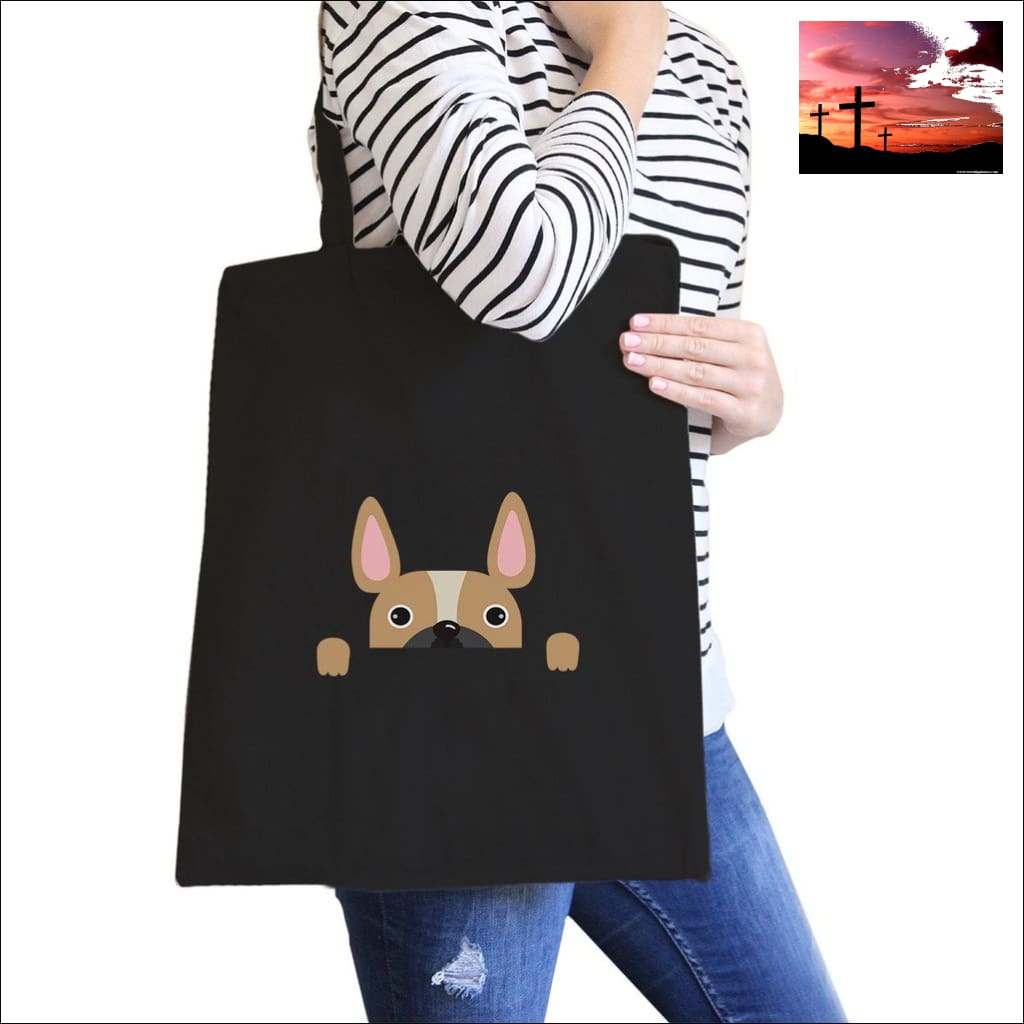 French Bulldog Beach Tote Bag - Natural Canvas, Reusable Shopping Bag, 2 Sizes, Durable & Washable - View #11