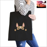 French Bulldog Peek A Boo Black Canvas Bag Gift For Dog Lovers Women - Bags - Totes $0 - $20 $20 Accessories ACCESSORY animal lover gift
