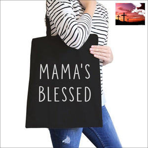 Mamas Blessed Black Canvas Teacher Tote Bag For Mothers Birthday Women - Bags - Totes $0 - $20 $20 - $50 Accessories affordable gifts Bags