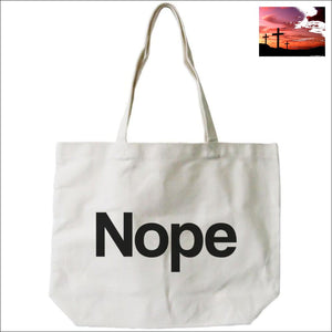 Nope Typography Canvas Bag Natural 100% Canvas Cute Tote For Girls Women - Bags - Totes $0 - $20 Accessories ACCESSORY APPAREL & ACCESSORIES