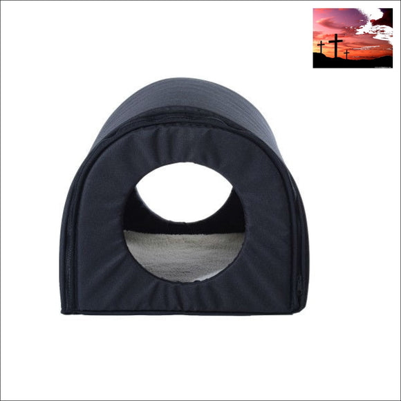 Outdoor Heated Cat House with Warm Padded Bed in Black Cat and Dog Beds Bedroom, Cat and Dog Beds