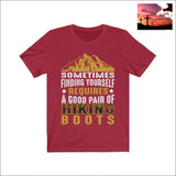 Sometimes Finding Yourself Requires a Good Pair of Hiking Boots Short Sleeve Tee Canvas Red / XS Men - Apparel - Shirts - T-Shirts $20 - $50