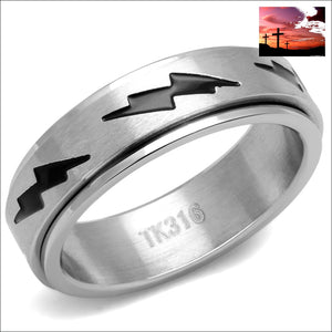 TK2926 - Stainless Steel Ring High polished (no plating) Men Epoxy Jet Ring Men, Ring