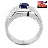 TK3459 - Stainless Steel Ring High polished (no plating) Men Synthetic Montana Ring Men, Ring