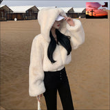 Women Faux Rabbit Fur Coat Faux Fur Bomber Jacket Short Fluffy Women’s Fashion - Women’s Clothing - Jackets & Coats - Faux Fur $75 - $100,